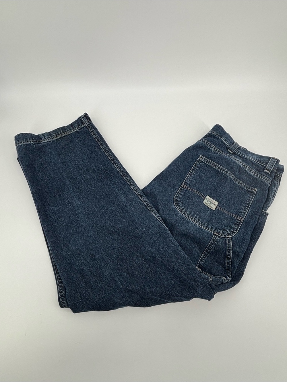 Eddie Bauer Jeans Mens 38x32 Dark Wash 100% Cotton Carpenter Workwear Denim Pant
